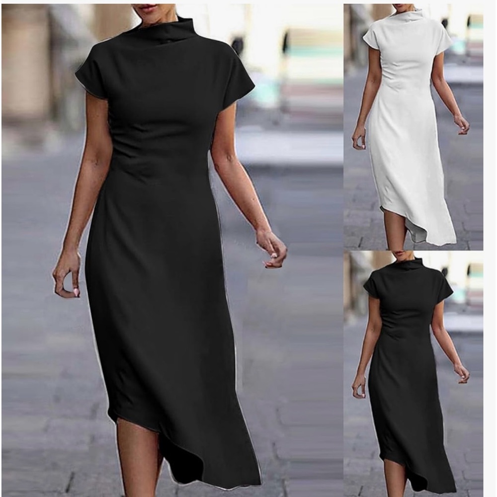 Women's Mock Neck Elegant Dress Casual Dresses